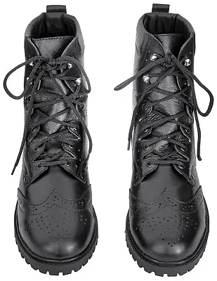 Long Lace Up Ghillie Brogues Black Leather Scottish Kilt Shoes • £53.99