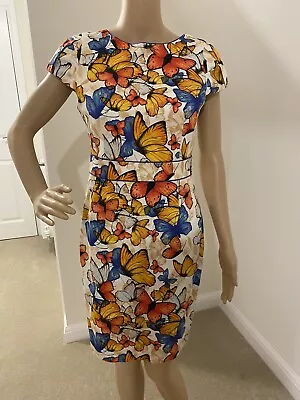 Warehouse Butterfly Print Dress 10 Fully Lined BNWT RRP65 Freepost • £34.99