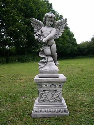 Superb Angel Statue On Plinth Garden Ornament • £139