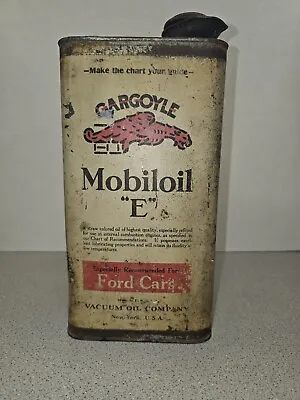 Vintage Antique GARGOYLE MOBIL OIL Type E FOR FORD CAR 1 Gallon Tin Can • $399