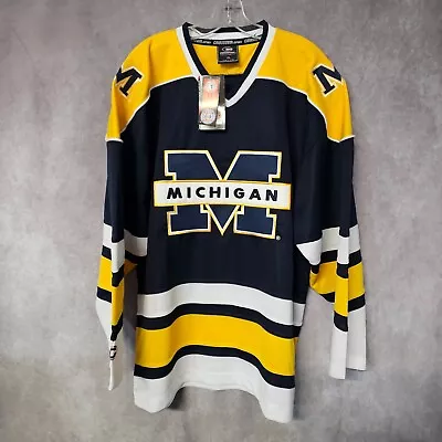 NWT Vintage Colosseum NCAA Michigan Wolverines College Hockey Jersey Men XL Sewn • $99.99