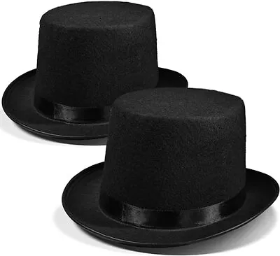 2 Pack Black Top Hat - Classic Style Black Felt Top Hat Costume Accessories • $21.95