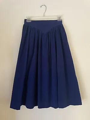 Vintage Laura Ashley Royal Blue Corduroy Midi Skirt Made In England Size 7 25W • £45.30