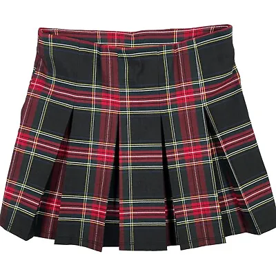 Shinestar Red & Black Tartan Plaid Mini Skirt Size Medium Pleated Cosplay Anime • $11.95