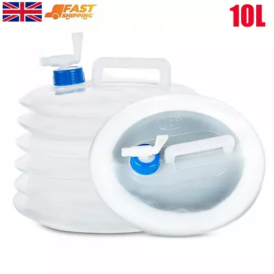 10L Collapsible Water Container With Tap Portable Water Storage For Hiking Uk • £5.99
