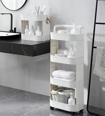 Rolling Trolley Cart With 3 Or 4 Tiers Salon Beauty Storage Featuring Rack Shelf • £16.99