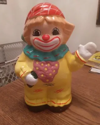 $15 • Buy Vintage 9 Inch Ceramic Clown Piggy Bank Hand Painted