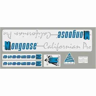 1988 Mongoose - Californian Pro Decal Set -  Dark Grey Frame • $39.95
