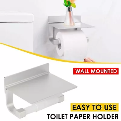 Toilet Paper Roll Holder With Phone Shelf Bathroom Wall Mounted Tissue Rack • $24.99