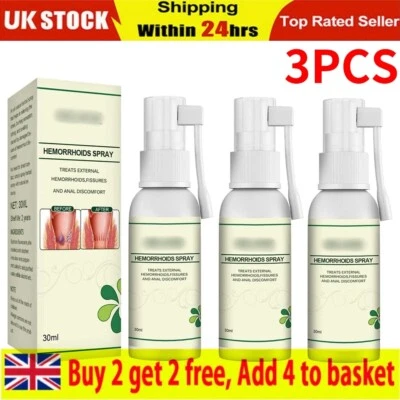 £9.99 • Buy 3 Packs Hemorrhoids Treatment UK Powerful Agent Spray 100% Natural Herbal Spray