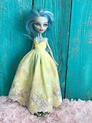 Monster High OOAK Outfit Long Dress Handmade One Of A Kind - Yellow • $28