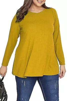 £7.49 • Buy Womens Pullover Jumper Ladies Rib Knitted Long Sleeve Casual V Neck Baggy Top