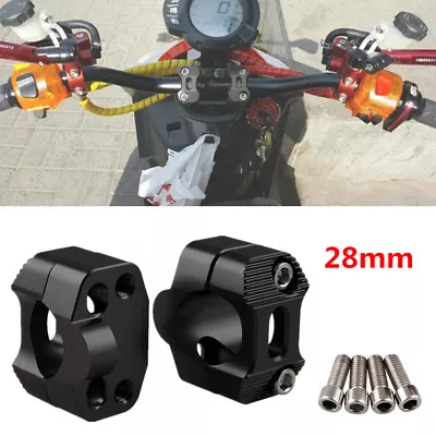 Pair 28mm Motorcycle Handlebar Handle Fat Bar Mount Clamps Riser Supports Black • $22.55