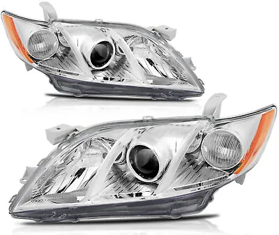 Pair Headlight Assembly For Toyota Camry 2007-2009 Chrome Projector Headlamps • $69.88