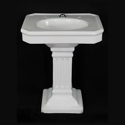 Antique White Earthenware Pedestal Sink • $680