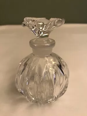 Vintage Crystal Cut Empty Clear Glass Perfume Bottle W/ Bird Top 3 1/2  • $15