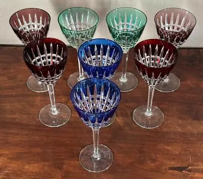 $475 • Buy Vintage Colored Crystal Val St. Lambert/VSL Set Of 8 Goblets/Glasses
