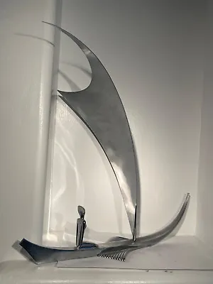 1930s KARL HAGENAUER Modernist Chrome Nude BOAT SCULPTURE 16  Art Deco • £1542.73