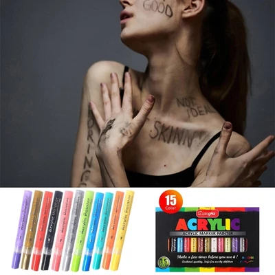 £16.96 • Buy 15 Pcs Art Body Painting Pens Soft For Head Graffiti Washable Markers DIY