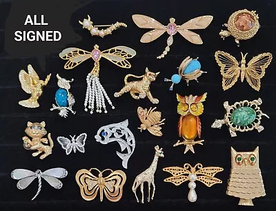 Vintage - Now Brooch Pin Lot Animals & Insects All Signed Avon Monet Kjl & More • $21.50