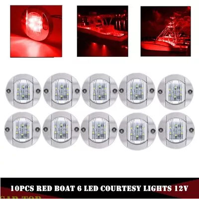 10x Red 3  Marine Boat RV Round 6 LED Courtesy Lights Cabin Deck Light 12V DC • $31.01