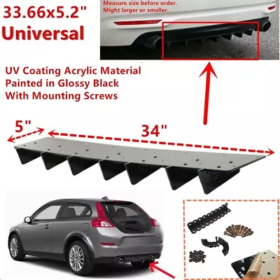 34x5  Fits Volvo C30 2008-13 Rear Diffuser Shark Fins Splitter Spoiler Universal • $51.59