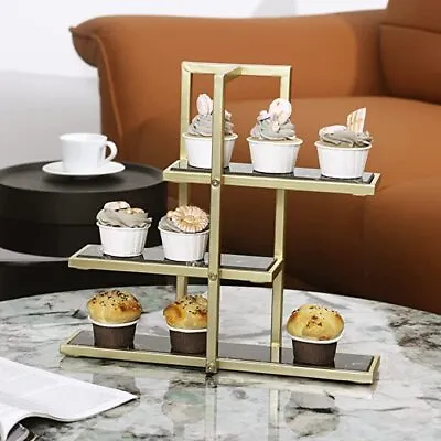 3 Tier Black Marble And Gold Metal Cupcake Stand And Retail Display Holder • £61.30