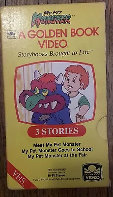 Vintage Used Golden Book Video VHS My Pet Monster  3 Story Cartoon 1986 • $19.99