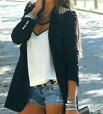  Zara Black Blazer Jacket With Long Sleeve Size M Medium New • $164.21