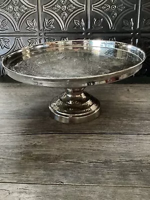 Silver Tone Hammered Accent Metal Cake Pedestal Stand 10.5” • $15.99