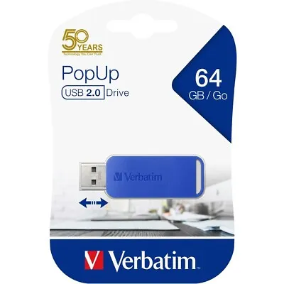 Verbatim Popup USB 2.0 Drive 64GB - Blue • $12