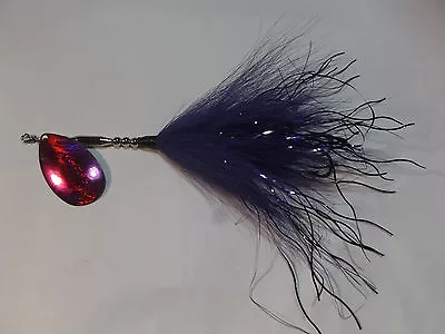  Musky Bucktail Purple Tail With Purple Flashabou Straines Lpi Lazer Blade • $12.95