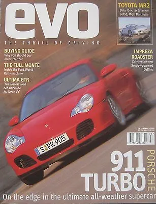 EVO 03/2000 No 17 Featuring Toyota MR2 Lotus Elise Ultima GTR Porsche MGF • $14.91