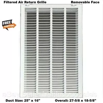 Filtered Air Return Grille Vent Cover 25  X 16  Duct Size Wall Ceiling AC Heat  • $47.85