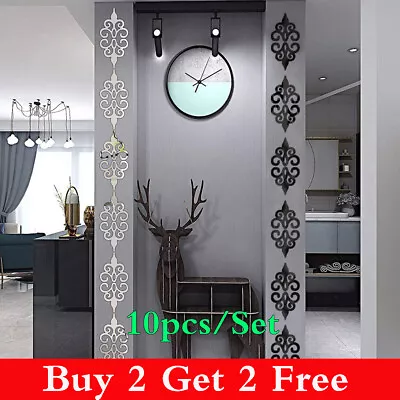 10X Mirror Flower Wall Sticker Acrylic Mural Decal Wall Home 3D Decor Removable • £2.95