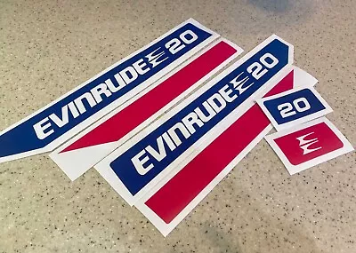 Evinrude Vintage 20 HP Motor Decal Kit NAVY And RED Vinyl + FREE Shipping! • $18