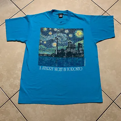 RARE Vintage 1992 Van Gogh A Starry Night In Toronto Art T-Shirt L VTG Canada • $34.95