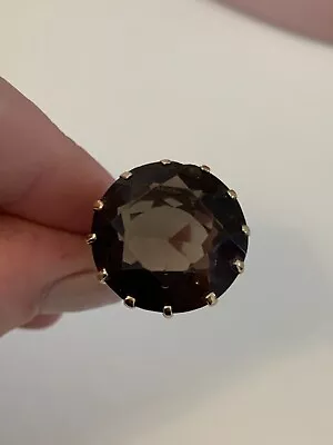 9ct Gold Huge Smoky Quartz Ring Vintage 9k 375 G&TJ Heavy 9.9 Grams • $1.89