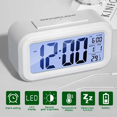 Digital LED Large Display Alarm Clock Battery Operated Mirror Face Design UK • £7.58