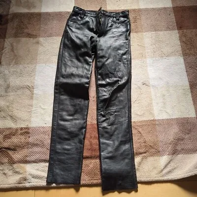 VANSON Riders Leather Pants PTCB Size 30 Black BOSTON MASS • $159.99
