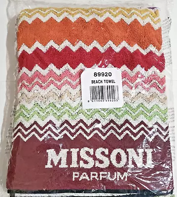 MISSONI Parfum Terry Beach Towel Large Multicolor Gradated Zig Zag Print NEW • $159.99