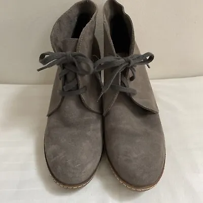 J. Crew MacAlister Gray Suede Wedge Ankle Boots Bootie Heels Size 8 • $14.99