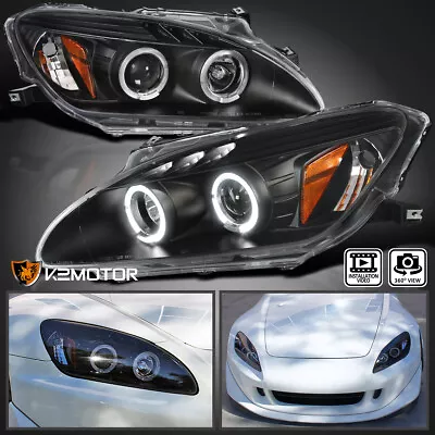 Black Fits 2000-2003 Honda S2000 AP1 HID Type LED Halo Projector Headlights Lamp • $175.38