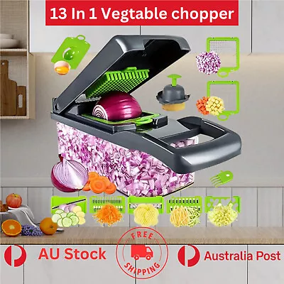 13 In1 Vegetable Slicer Chopper Cutter Food Dicer Multi-Purpose Mandoline Peeler • $22.79