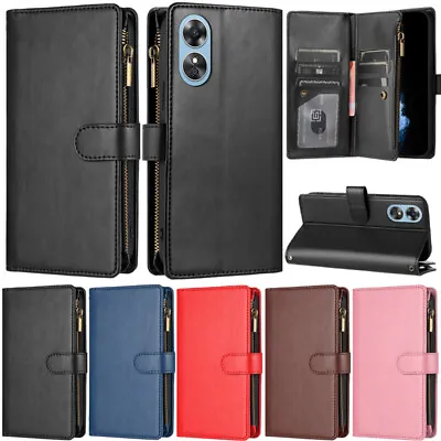 Zipper Wallet Leather Flip Cover Case For Oppo A57 A17 A16 A54 A94 A74 A55 A57S • $24.74