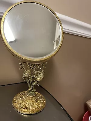 Vintage Matson Ornate Beveled Magnifying Pedestal Swivel Tilt Vanity Mirror • $74.50