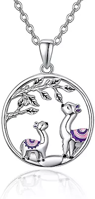 Llama Gifts For Girls Sterling Silver Llama Alpaca I Love You More Pendant Neckl • $69.87