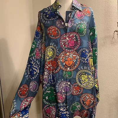 Versace Men’s Authentic Silk LS Button Up SZ 39 • $499.95