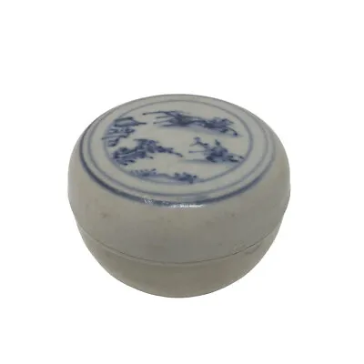 Annamese Blue And White Ceramic Box Chu Dau Kiln Vietnam Circa 1500. • $290