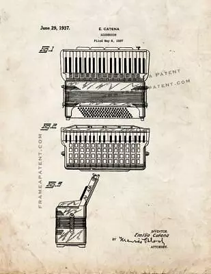 Accordion Patent Print Old Look • $25.95